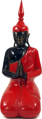 Produktbild von Geschnitzter Kniender Buddha im Anjali Mudra - rot 37 cm, Holz, Buddhas