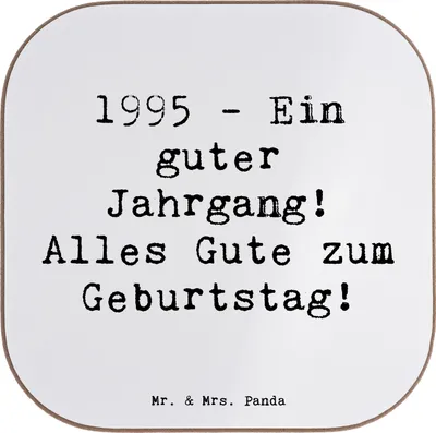 Produktbild von Mr. & Mrs. Panda Untersetzer für Gläser Spruch 1995 Geburtstag - Weiß - Geschenk, Geburtstagsgeschenk, gläseruntersetzer, Sprüche, Jahrgang, Geburtstagskind, Coaster