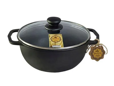 Produktbild von Gusseiserner Kochtopf 5L Ø26 cm mit Glasdeckel MAYSTERNYA T403C3 – Gusseisentopf