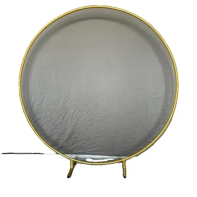 Immagine prodotto di Supporto per arco nuziale, decorazione esterna per il prato, design rotondo, 2,5 m (98 pollici), oro