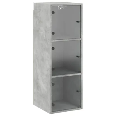 Produktbild von vidaXL Wandschrank mit Glastüren Betongrau 35x37x100 cm