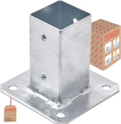 Immagine prodotto di TRIBECCO® Manicotto da avvitare per pali quadrati in legno Zincato a caldo (50 x 50 mm) Manicotto da terra per pali Manicotto di supporto per recinzione Piastra di terra Supporto per pali Ancora