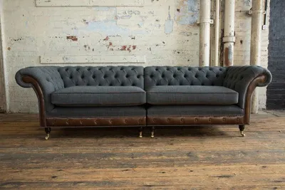 Produktbild von XXL Sofa 4 Sitzer Couch Schwarz  Chesterfield Polster Sitz Garnitur Leder Textil