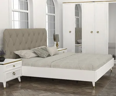 Immagine prodotto di Letto imbottito moderno Letti Struttura letto Letto matrimoniale 180x200 Beige Letto matrimoniale