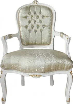Image de Casa Padrino Chaise de salon baroque Mod1 crème / or avec des paillettes bling bling