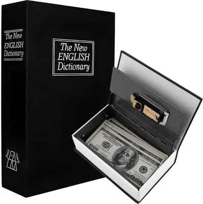 Productafbeelding van Ibenzoa® Boekenkastje – Discreet, boekvormig opbergdoosje met sleutelslot voor sieraden, contant geld en kaarten, 18 x 11,5 x 5,5 cm
