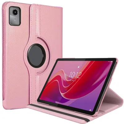 Image de Coque pour Lenovo Tab M11 2024, Protection Antichoc Etui Rotatif Multi-Angle Rose