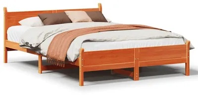 Image de vidaXL Lit en bois massif sans matelas pin brun cireux 120x190 cm
