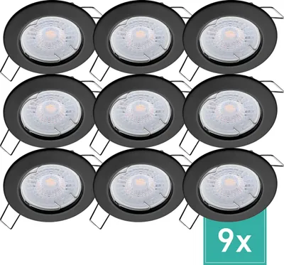 Produktbild von 9er Set Oktaplex Einbaustrahler inkl. LED Modul 3.000K warmweiß - Deckenspots Schwarz