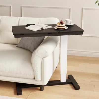 Bettisch mit Rollen, höhenverstellbar 70-111 cm, schwarz