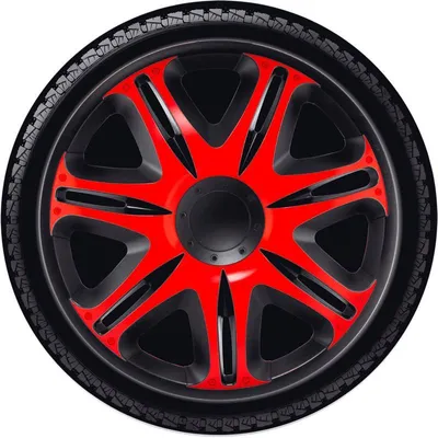 Produktbild von 15" Zoll Radkappen Schwarz/Rot Radzierblenden Radblenden J15512 J-TEC