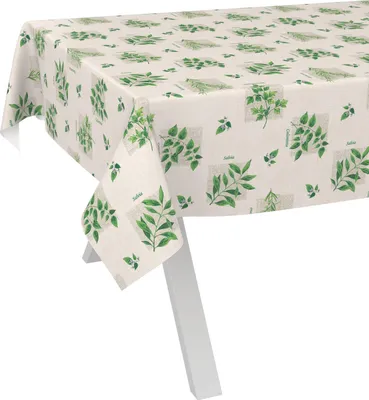Produktbild von Tischdecke Botanic Kräuter Beige Grün 2000x140cm Schnittkante Wachstuch abwaschbar