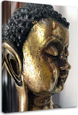 Produktbild von Leinwandbild goldener buddha zen spa feng shui 80x120 cm Feeby gold wandbild bereit zum aufhängen