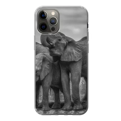 Produktbild von MuchoWow® Handyhülle Schutzhülle Hülle für iPhone 13 Pro Elefant - Tiere - Wasser - Schwarz und weiß Silikon Softcase Handy Hülle - Handy-Tasche