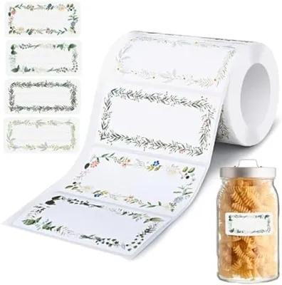 Produktbild von PolkaHome® 500 selbstklebende Marmeladenetiketten für Gläser, Flaschen und Gewürzdosen - Blumenmuster - 7,5 x 3,5 cm