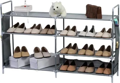 Image de Herzberg Étagère à chaussures à 7 niveaux - 112 x 70 cm Gris