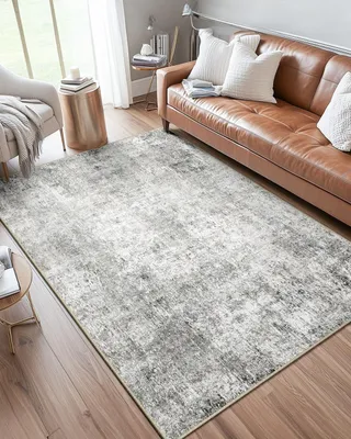 Teppich 180x270 cm, modern abstrakt, grau/weiß, maschinenwaschbar
