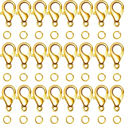 Produktbild von Edelstahl Karabinerhaken und offene Sprungringe Set, 100 Stück, 7 mm Biege-Ringe, für Schmuck