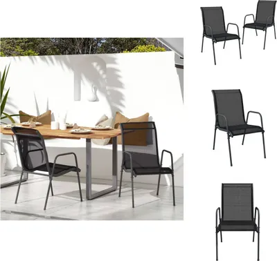 Image de vidaXL Chaises de jardin 2 pcs acier et textilène noir - Chaises de jardin