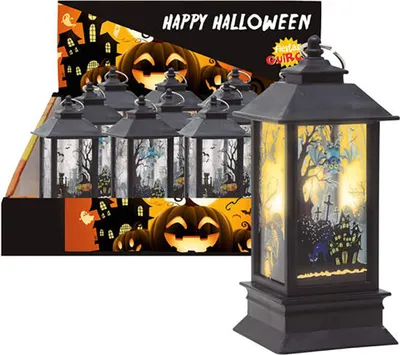 Produktbild von Halloween Dekoration Grusel Laterne Gothic Stimmung Friedhof Szene Fledermaus Geisterhaus Deko Wohnung Terrasse Garten Indoor Outdoor Mystery, Farbe: Schwarz