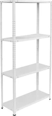 Obrázek produktu pro 2 ks skladovací regál, ocel, rozměry: 145 x 75 x 30 cm, nosnost až 160 kg, 4 police, do sklepa, garáže a dílny, regál pro těžké břemena, bílý