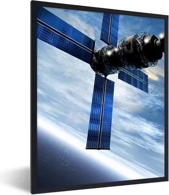 Produktbild von MuchoWow® MuchoWow® Gerahmtes Poster Erde - Weltraum - Satellit 30x40 cm - Poster mit zchwarzem Bilderrahmen - Wanddeko - Kunstdrucke