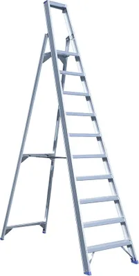 Produktbild von ASC Eurostairs Stufenstehleiter einseitig eloxiert mit Plattform 10 Stufen