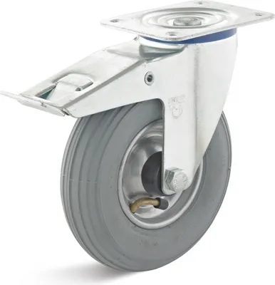 Produktbild von Rollcart Luft- Lenkrolle mit Doppelstop Ø200x50mm Stahlfelge mit Rillenprofil und 75kg Tragkraft