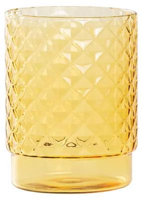 Image de Isolano Lot De 4 Verres Tumbler Empilables En Verre Borosilicaté Soufflé À La Main Avec Décoration Diamant Couleur Jaune Or Pour Table Et Bar