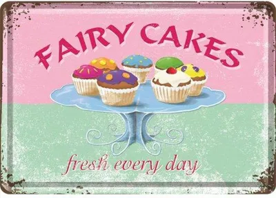 Produktbild von Nostalgic-Art - Blechpostkarte - Home & Country - Fairy Cakes - Fresh every Day