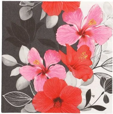 Produktbild von Servietten, 3-lagig 1/4-Falz 33 cm x 33 cm "Hibiscus"