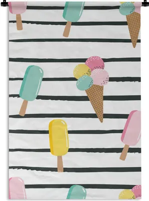 Produktbild von MuchoWow® Wandteppich Wandbehang Sommer - Eiscreme - Pastell 60x90 cm Tapisserie Dekoration Wandtuch - Foto-Teppich - Abwaschbar