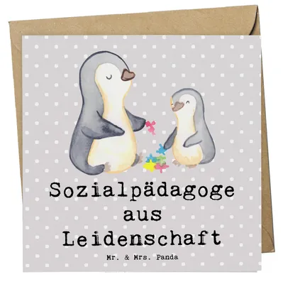 Produktbild von Mr. & Mrs. Panda Grußkarte Sozialpädagoge Leidenschaft - Grau Pastell - Geschenk, Klappkarte, anlasskarte, Glückwunschkarte, faltkarte, doppelkarte