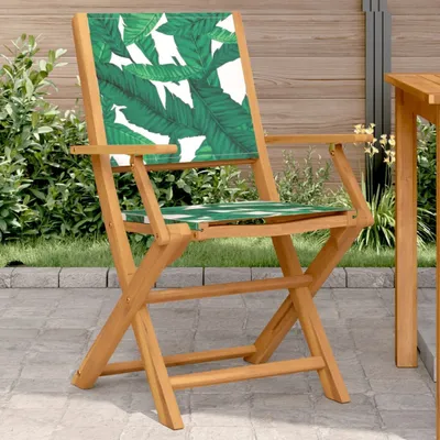 Produktbild von "im Angebot" Gartenstühle 2 Stk. - bis 150 kg - Blattmuster Massivholz Akazie & Stoff - Stapelsessel CC16887