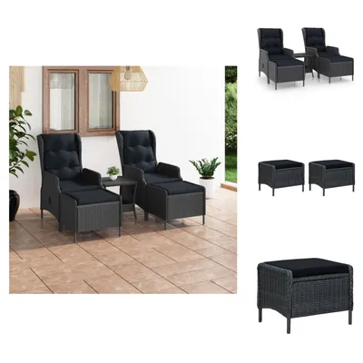 Produktbild von vidaXL 3-tlg. Garten-Lounge-Set mit Auflagen Poly Rattan Dunkelgrau -  Gartenmöbel-Sets