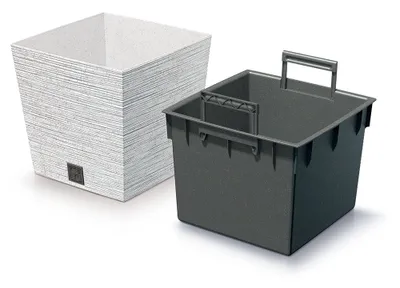 Image de Nohel Garden Cache-pot FURU SQUARE LOW ECO WOOD 2in1 30x30x29cm