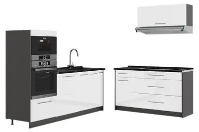 Obrázok produktu pre Kuchyňa Vicco Fame-Line Biely vysoký lesk/antracitová 340 cm bez pracovnej dosky, Model 63880