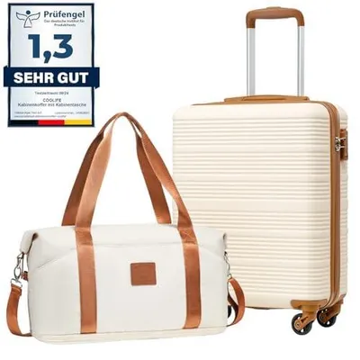 Immagine prodotto di Valigia da cabina (55x40x20), trolley da viaggio, leggera, con lucchetto TSA, set da 2 pezzi