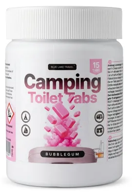Productafbeelding van Kampertoilettabletten, 15 stuks, met bubblegumgeur, geurbestrijder voor kampertoiletten
