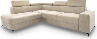 Produktbild von Masseno Ecksofa ALVORO L-S mit Schlaffunktion L-Form, Sofa mit Bettkasten, Wohnzimmersofa, Couch, Soffa, Bettsofa, Couchgarnitur- Creme, MONOLITH 04