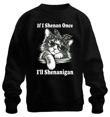 Immagine prodotto di Se fossi Shenan, farei sicuramente delle "shenanigans". Felpa con cappuccio, motivo "Katze" (gatto), per amanti dei gatti, colore nero, taglia M