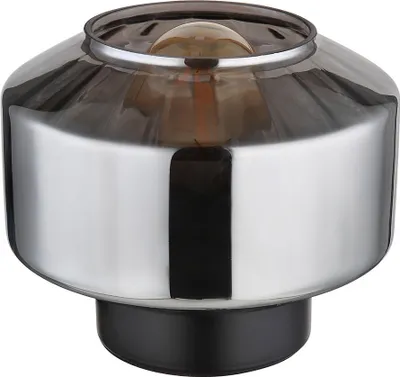 Produktbild von Tischlampe, Metall Glas, schwarz rauchfarben, H 14,5 cm