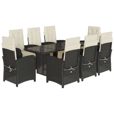 Produktbild von vidaXL 9-tlg. Garten-Essgruppe mit Kissen Schwarz Poly Rattan