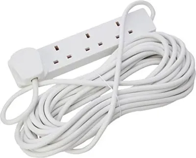 Image de Rallonge électrique 10 m, blanche, 100 cm