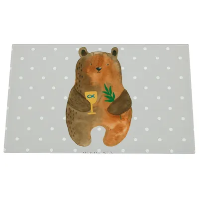 Produktbild von Mr. & Mrs. Panda Schneidplatte Bär Konfirmation - Grau Pastell - Geschenk, Glas, Teddy, schneidbrett, Gottesdienst, Hackbrett, Evangelisch, Schneidebrett Aus, Kirche