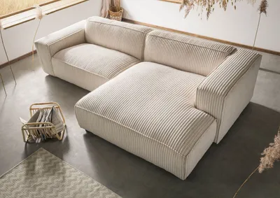 Produktbild von MASSIVMOEBEL24.DE|Ecksofa 279x164x69 Cord elfenbein VALENCIA