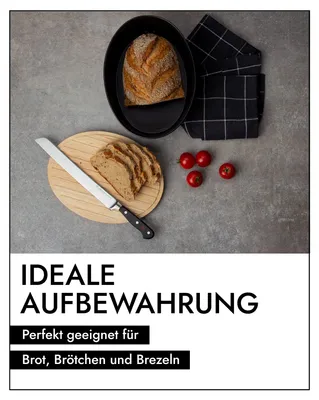 Produktbild von Continenta Brottopf Keramik | Mit Praktischen Luftlöchern Gegen Austrocknen & Schimmel | Hand Portugal | Schwarz (27x20xH13,5cm)