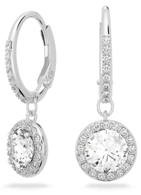 Produktbild von Swarovski Una Angelic Drop-Ohrhänger, Rundschliff, Weiß, Rhodiniert