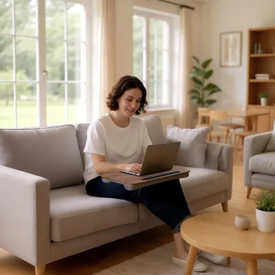 Produktbild von Laptop-Ablage mit Handyhalterung - Kissen für Bett und Sofa