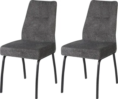 Produktbild von Casa Dolce NADINA Esszimmerstuhl, 2er Set, 43x61x88 cm, Grau, Taschenfederkernsitz, Metallfußkreuz